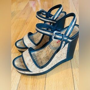 Prada cork wedge platform  heels 7.5